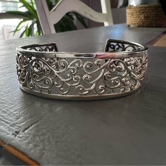 925 Sterling Silver Scroll Cuff Bracelet - Picture 10 of 10